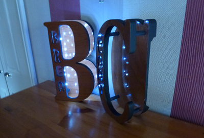 Personalised free standing or wall LED lights